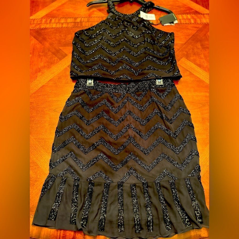 Lotus Threads NY Women’s embroidered beads handcrafted set of two skirt/top Sz M